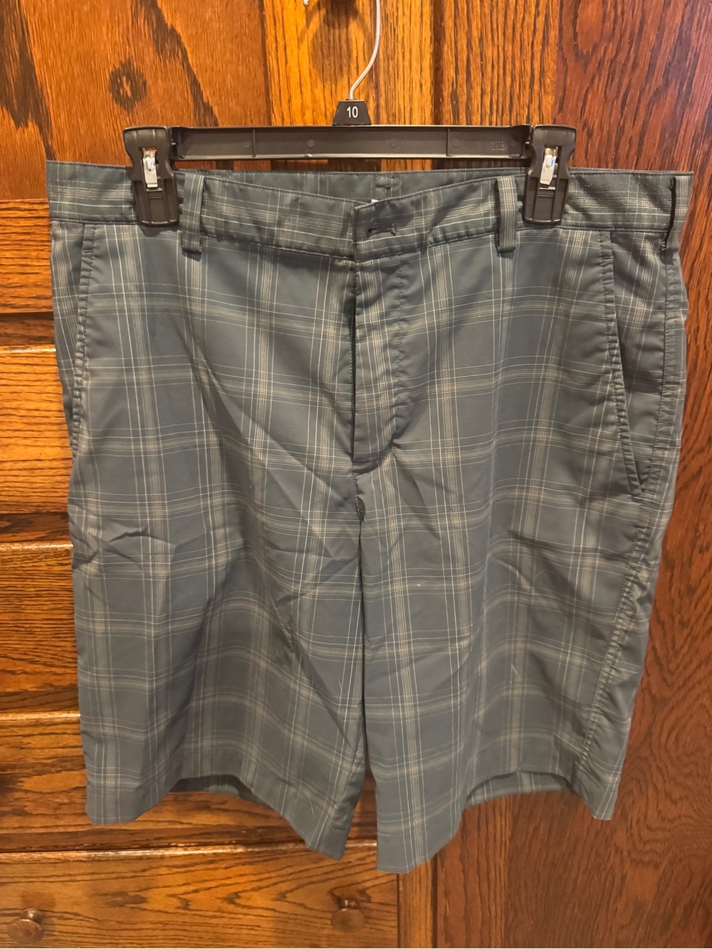 Nike Men's Navy Plaid Flat Front Shorts